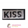 Термоаппликация "KISS" с пайетками меняющая цвет. Цвет: розовый. Размер: 5*11 см