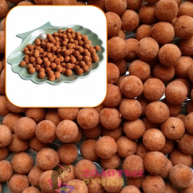 Бусины акриловые с бархатным покрытием. Размер: 10 мм. Цвет: светло-коричневый.