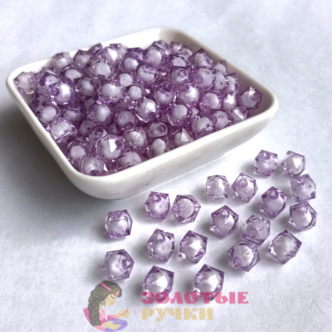 Бусины граненые квадратные. Размер: 8 мм. Цвет: светло-сиреневый.