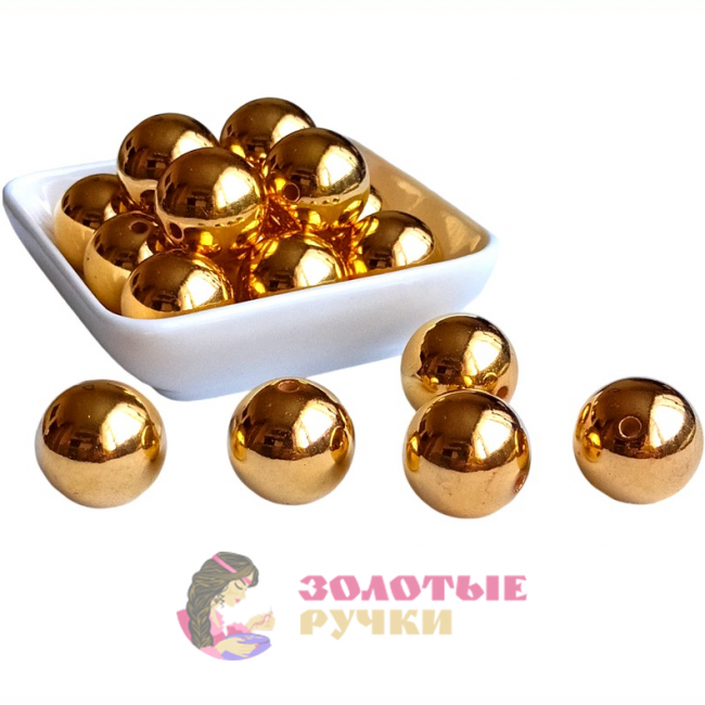 Бусины. Размер : 20 мм. Цвет: золото