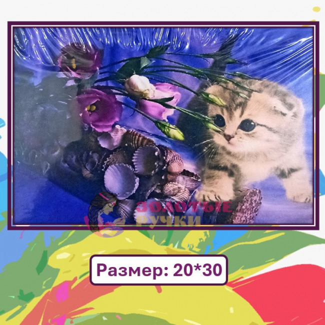 Картина для рисования по номерам "Котенок" Размер: 20*30 