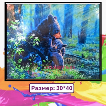 Картина для рисования по номерам "Мишки" Размер: 30*40