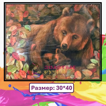 Картина для рисования по номерам "Медведица" Размер: 30*40