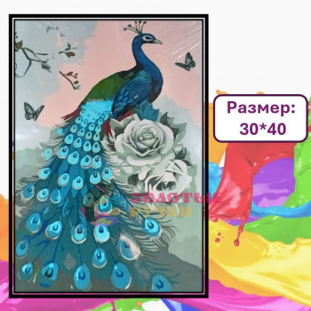 Картина для рисования по номерам "Павлин". Размер: 30*40