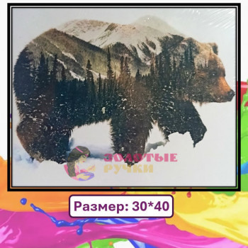 Картина для рисования по номерам "Медведь в лесу". Размер: 30*40