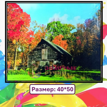 Картина для рисования по номерам "Деревянный домик". Размер: 40*50