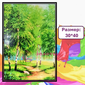 Картина для рисования по номерам "Березы на берегу". Размер: 30*40