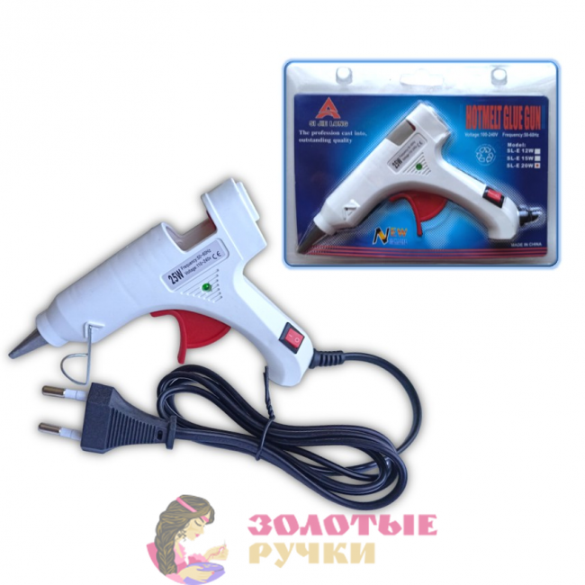 Пистолет клеевой HOT MELT GLUE GUN SL-E. Мощность: 20 Вт. Диаметр: 7 мм