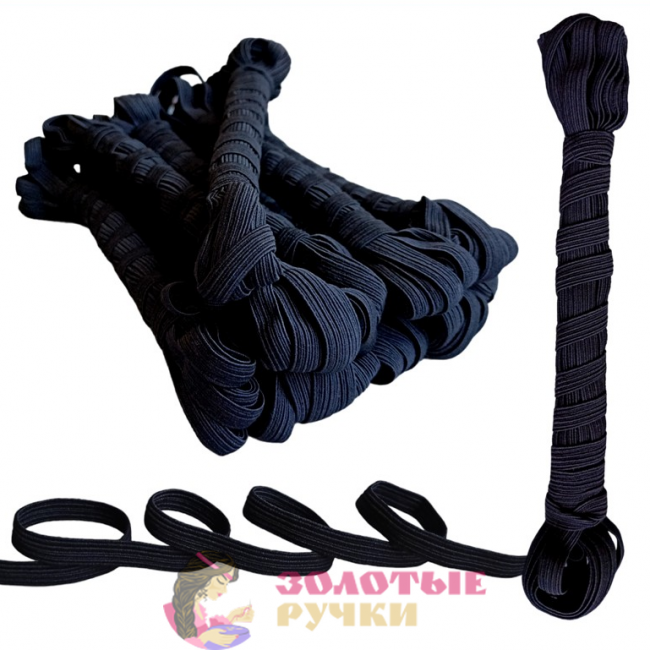 Резинка-продежка. Размер: 7мм*5м. Количество в упаковке: 10 шт. Цвет: черный.