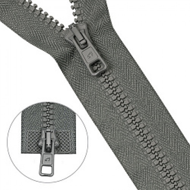 Молния "трактор" тип - 5/2 замка 100 см - цвет серый 10 шт. в упаковке
