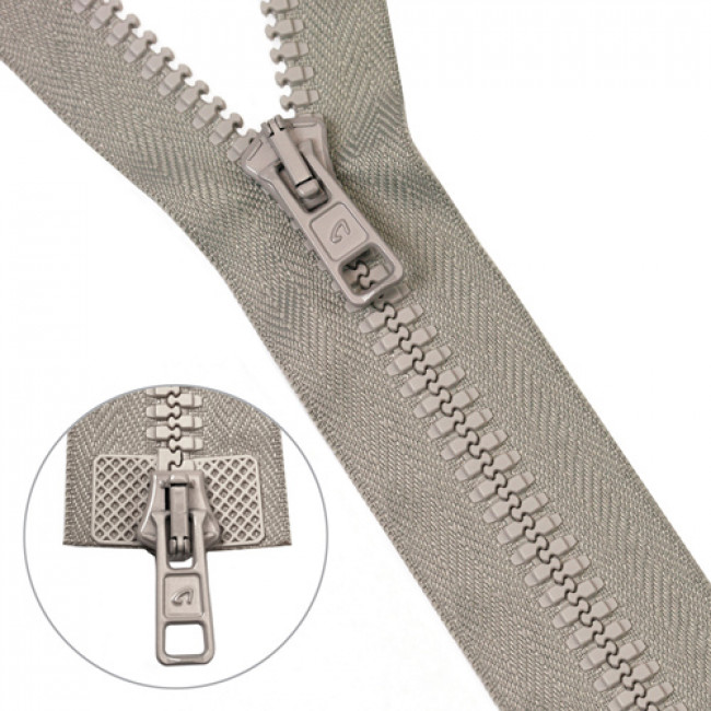 Молния "трактор" тип - 8/2 замка 80 см - цвет светло-серый 10 шт. в упаковке